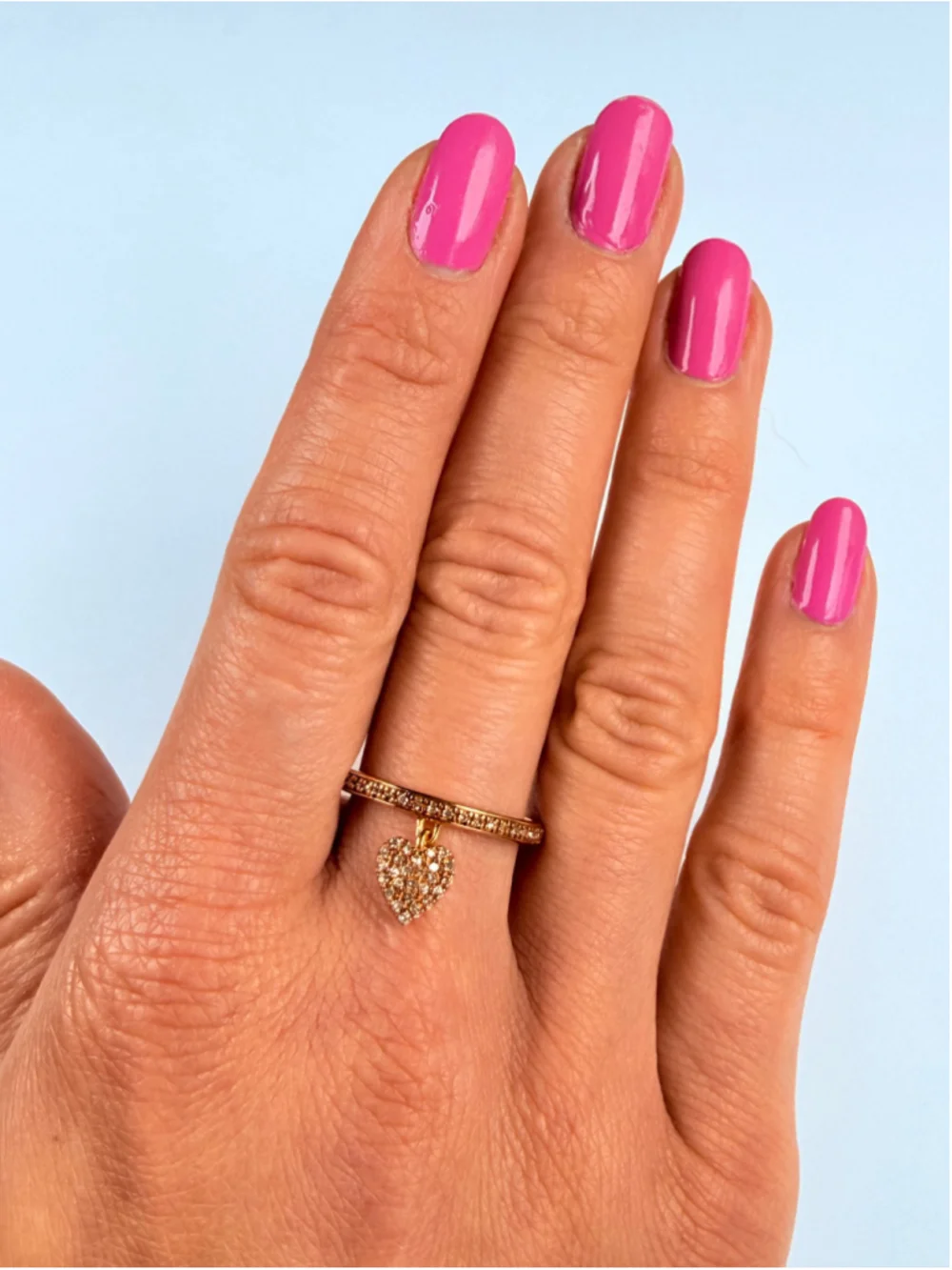 Gold Vermeil Love Heart Champagne Diamond Sterling Silver Charm Dangle Ring NWT